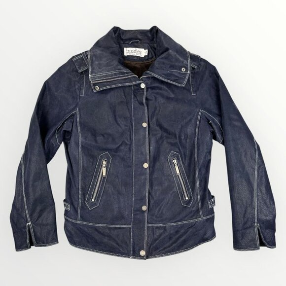 Bradley Bayou Womens Motorcycle Leather Jacket w/ Removable Fleece Vest Lining M - Picture 1 of 11